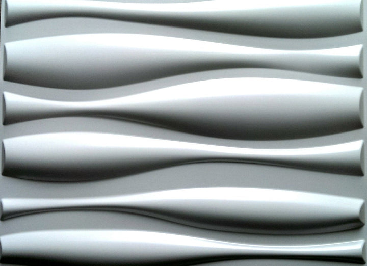 An array of Monroe 3D PVC wall panels, highlighting the 3D effect and white colour