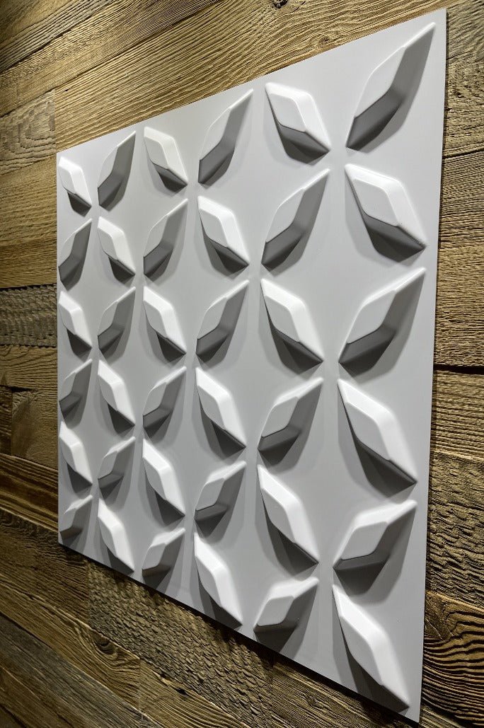 Elegant white room showcasing large 12 Checker 3D PVC wall panel installation