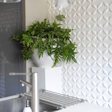 Modern kitchen interior featuring Checker 3D PVC wall panels