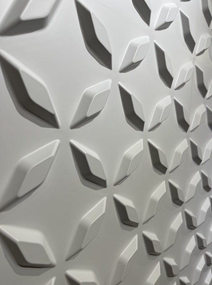 Installation of Checker 3D PVC wall panels with white tile effect