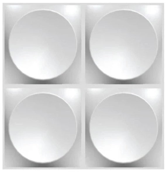 Detail shot of the texture and circular design of the Cirque 3D PVC wall panels