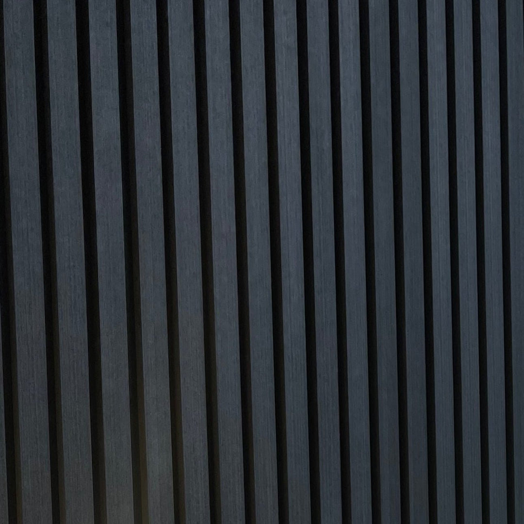 Charcoal Grey Real Wood Slatwall Panel | Acoustic Veneer Wall Panels UK - The 3D Wall Panel Company