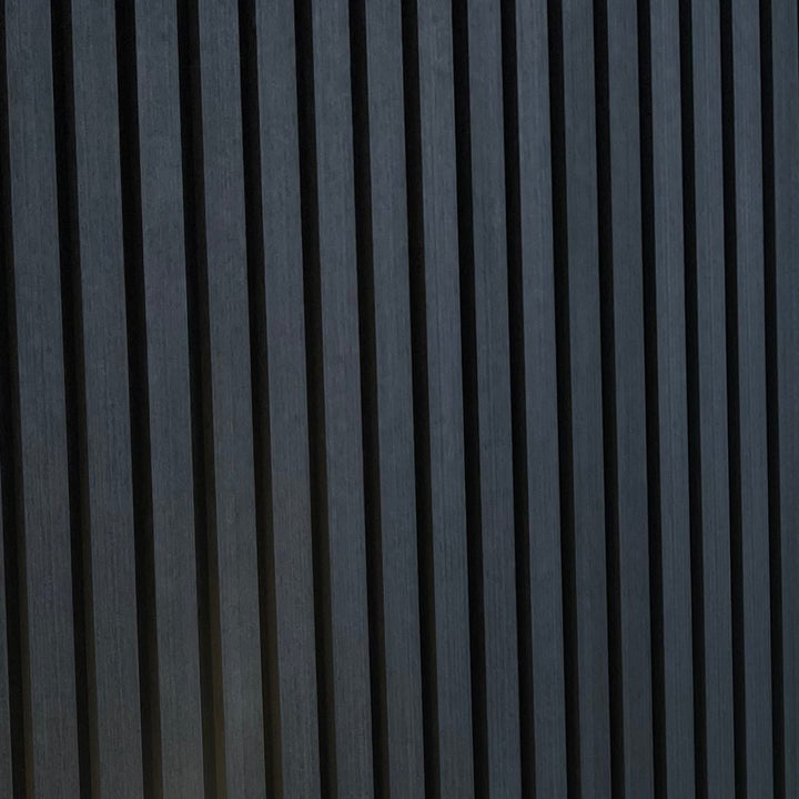 Charcoal Grey Real Wood Slatwall Panel | Acoustic Veneer Wall Panels UK - The 3D Wall Panel Company