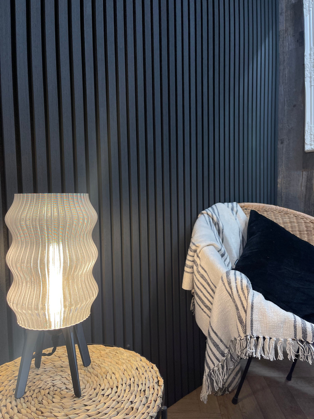 Charcoal Grey Real Wood Slatwall Panel | Acoustic Veneer Wall Panels UK - The 3D Wall Panel Company