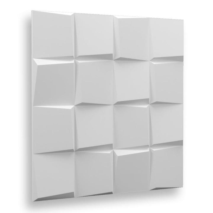 Close up of a single Citadel 3D Plaster Wall Panel with squared design