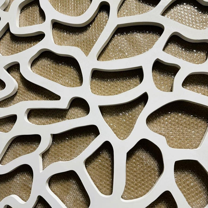 Close-up view highlighting the texture and cut-out details of the Crazed MDF Fretwork Panel