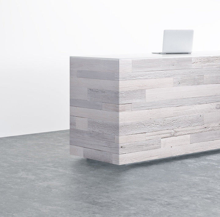 Office space with Marsk Whitewashed Wood Paneling at the reception area
