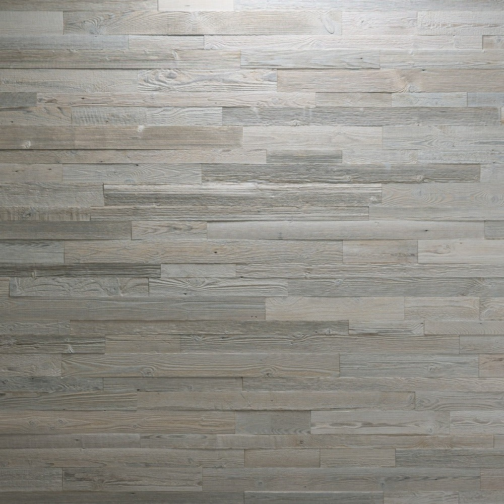 Textured Marsk Whitewashed Wood Wall Panels with a white finish in full view