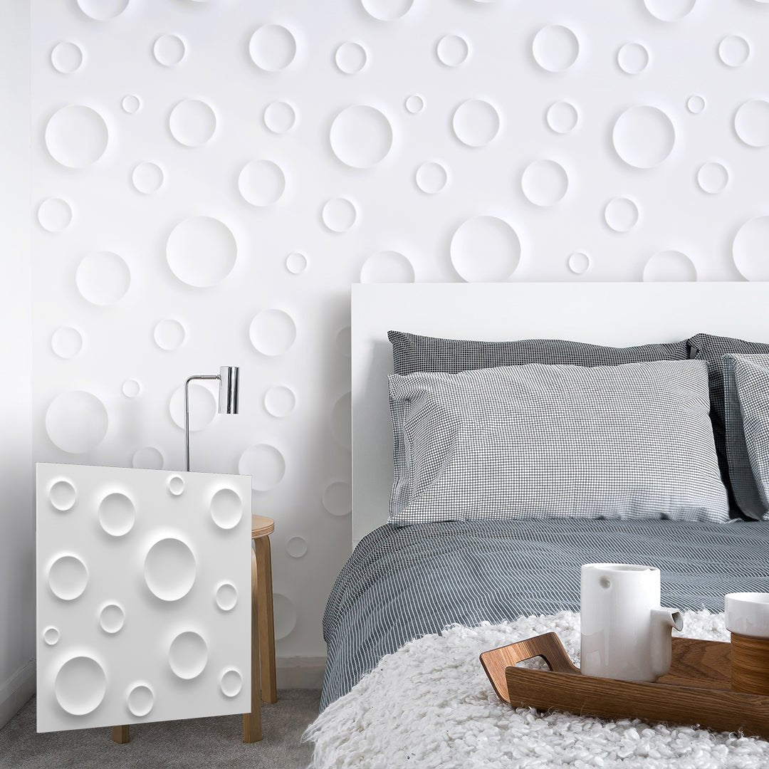 Interior room showcasing Moon 3D Plaster Wall Panels as an accent