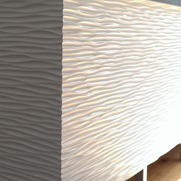 3D textured MDF wall panel with an ocean-inspired wave design