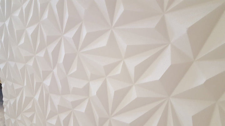 Quartz 3D MDF wall panel featuring a white geometric design