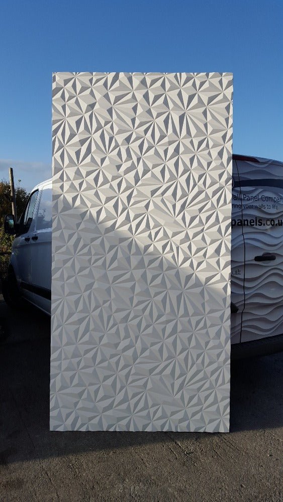 Quartz 3D MDF wall panel with intricate white pattern detail