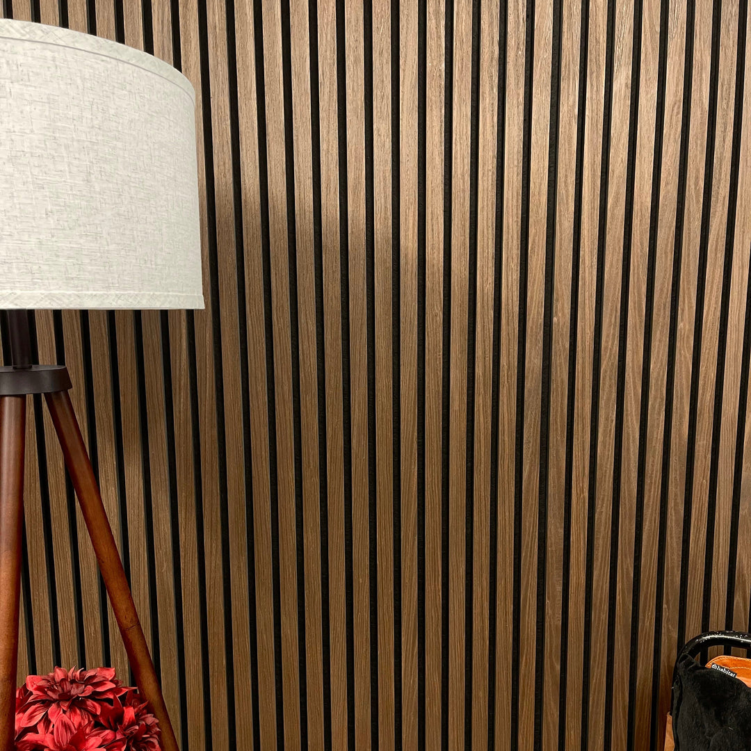 Dark Walnut Acoustic Slatwall Panel | Real Wood Veneer Wall Panels UK - The 3D Wall Panel Company