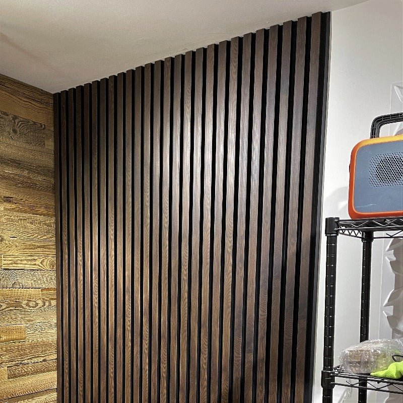 Dark Walnut Slat Wall Eco Panels - The 3D Wall Panel Company