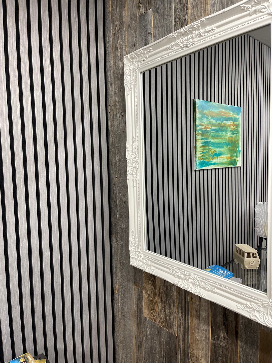 Grey Satin Acoustic Wall Panel | Modern Slatted Design UK - The 3D Wall Panel Company