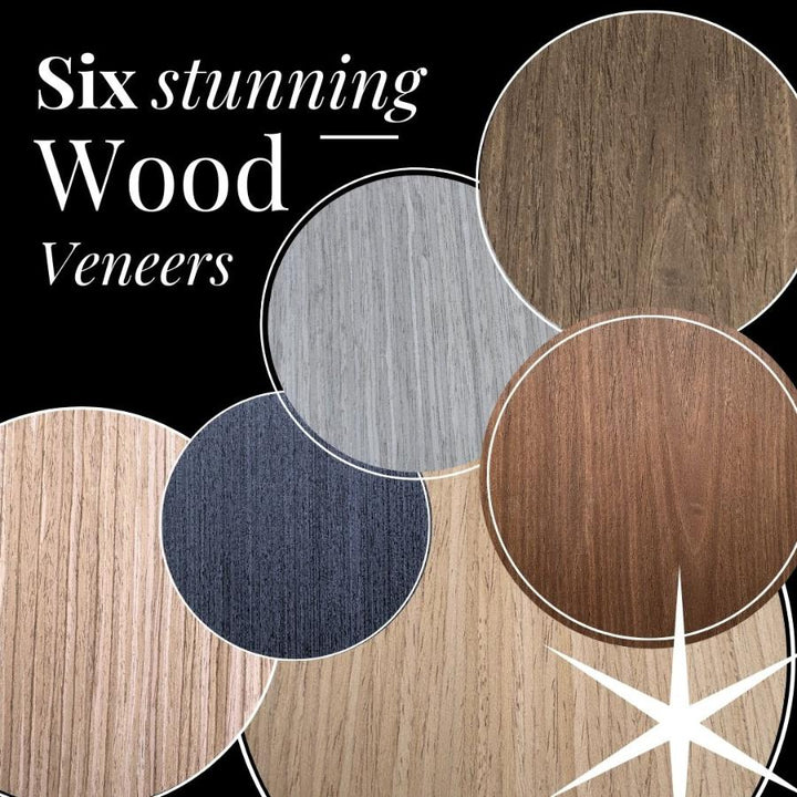 Selection of six wood veneers available for Hex Acoustic Wall Panels