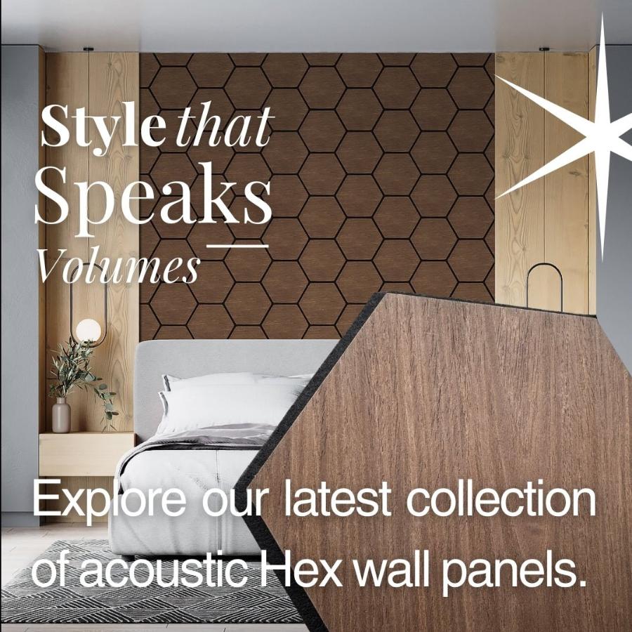 Discover the elegance of Dark Walnut Hex Acoustic Wall Panels in our newest collection