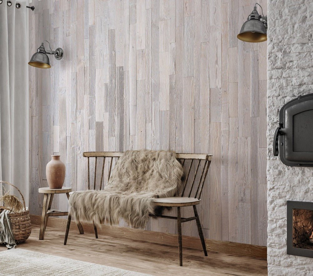 Marsk Whitewashed Plank Wood Wall Panels 1 Sqm - The 3D Wall Panel Company