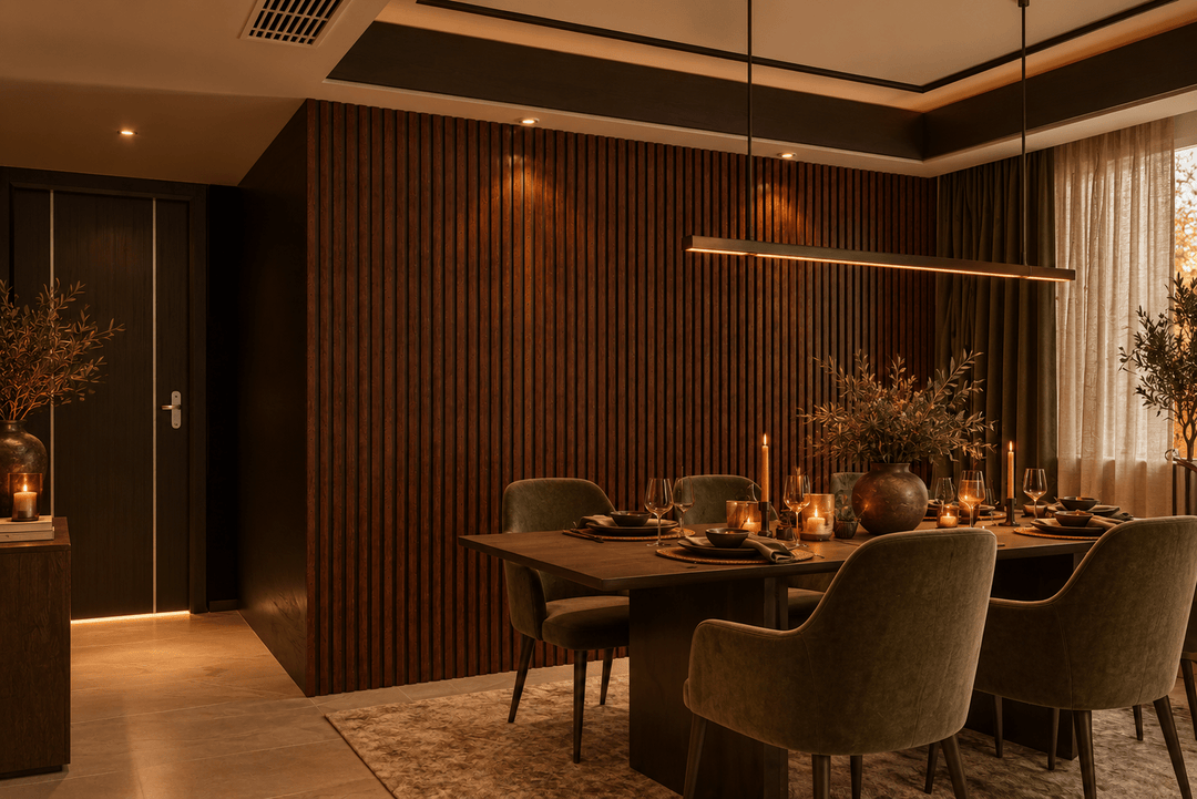 Rich Mahogany Slat Wall Eco Panels - The 3D Wall Panel Company
