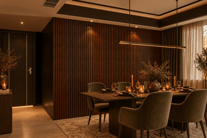 Rich Mahogany Slat Wall Eco Panels - The 3D Wall Panel Company