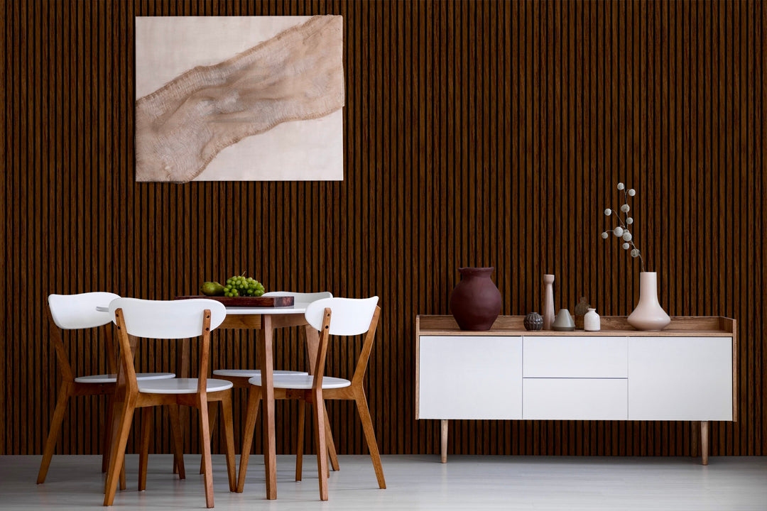 Rich Mahogany Slat Wall Eco Panels - The 3D Wall Panel Company