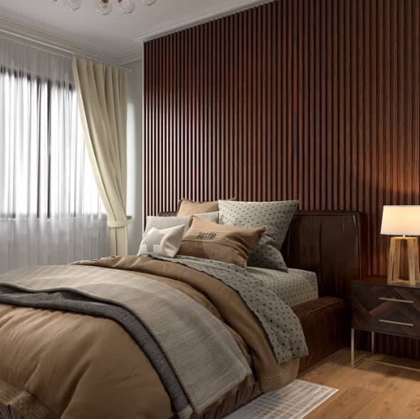 Rich Mahogany Slat Wall Eco Panels - The 3D Wall Panel Company