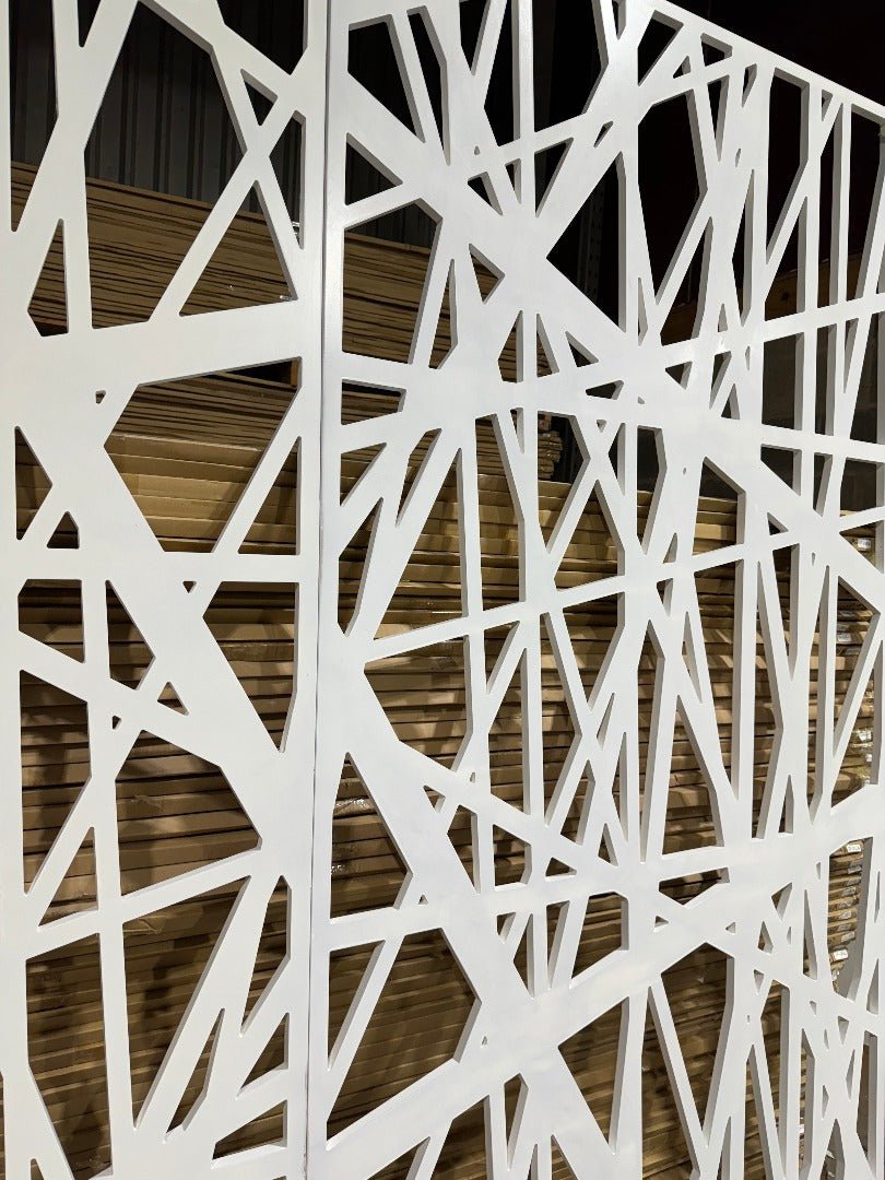 Linear design fretwork room divider panels made in MDF 