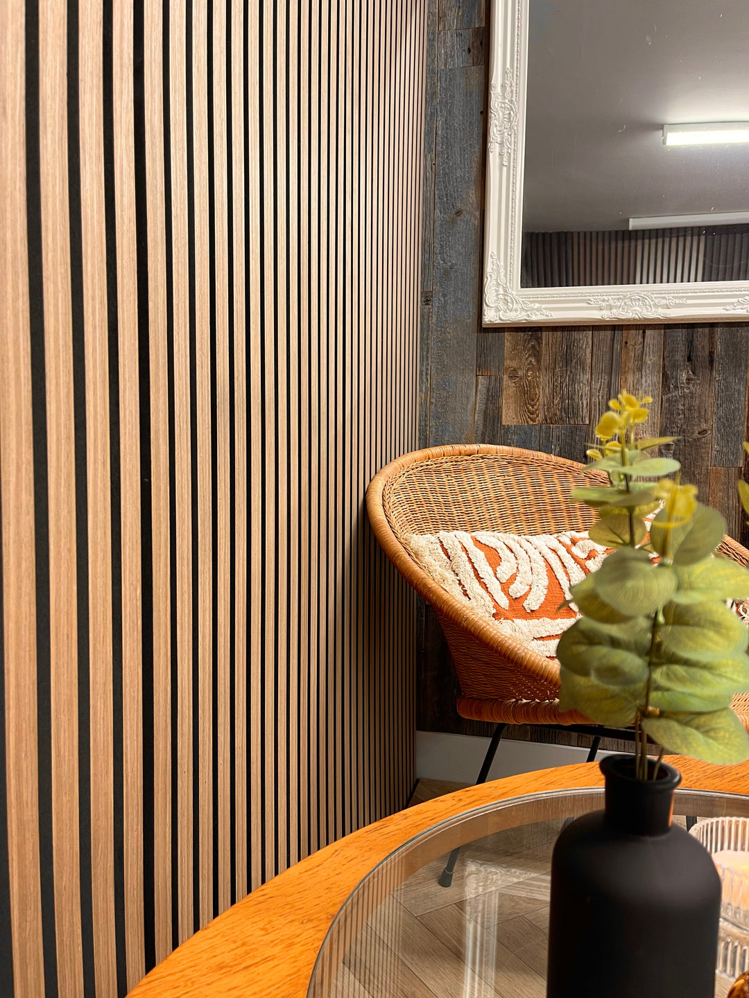 Walnut Acoustic Slatwall Panel – Real Wood Veneer (2400 x 600 mm) - The 3D Wall Panel Company