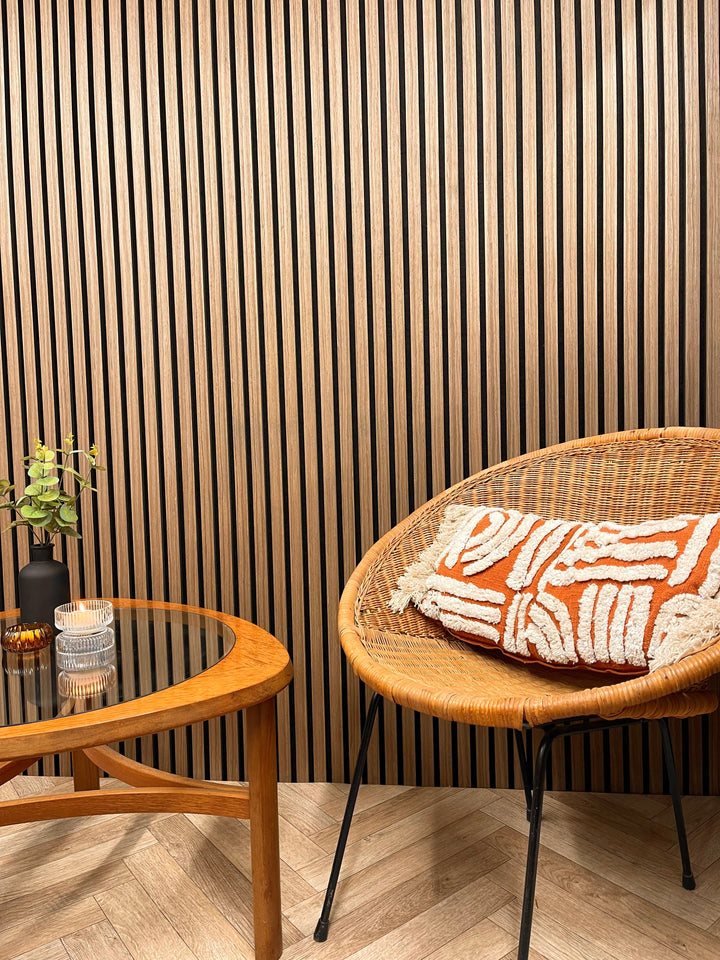 Walnut Acoustic Slatwall Panel – Real Wood Veneer (2400 x 600 mm) - The 3D Wall Panel Company