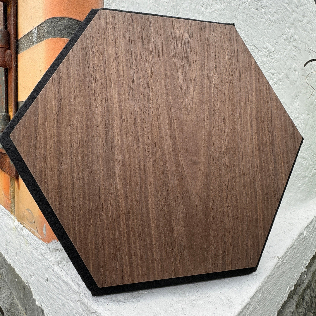 Walnut Hex Acoustic Wall Panels - The 3D Wall Panel Company