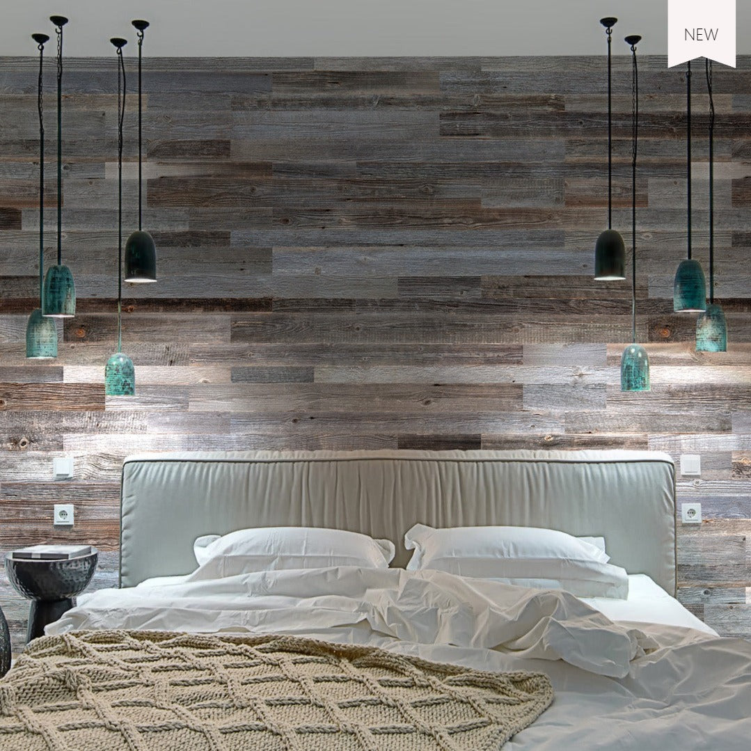 Silver Weathered Plank Wood Wall Panels 1 Sqm